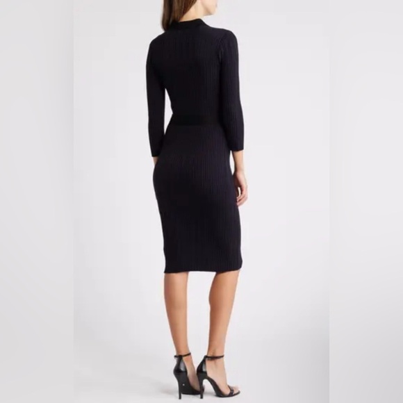 NWOT Eliza J Long Sleeve Polo Sweater Dress. Color: Black Navy. Women’s Size S. - Picture 3 of 8